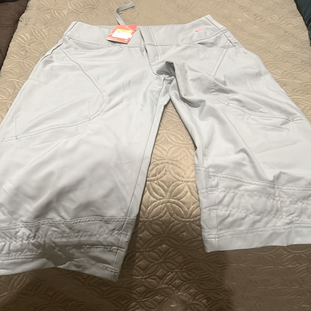 Nike gray and coral capris.